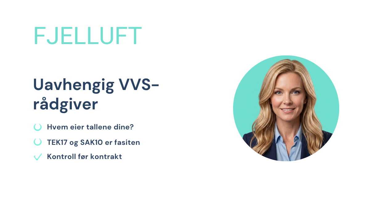 Uavhengig VVS-rådgiver kontrollerer luftmengder og prosjekteringsgrunnlag i et byggeprosjekt